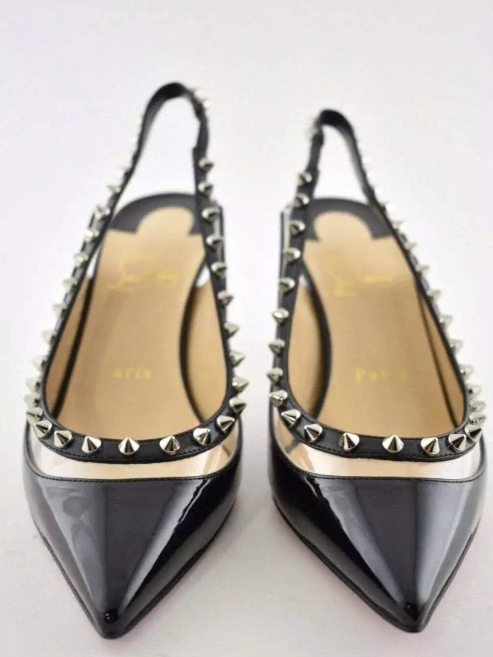 Christian Louboutin Pointed Toy Stud  Slingback 70 Size 42 Us 10 AUTHENTIC